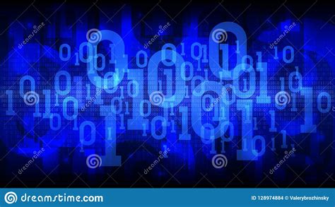 Abstract Futuristic Cyberspace With Binary Code Matrix Blue Background