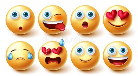 Emoji Characters Vector Set Smiley Emojis 3d Collection In Cute Facial