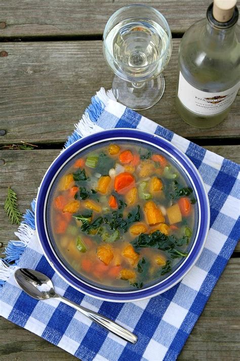 Butternut Squash And Kale Soup With Fresh Herbs And White Beans Recipe