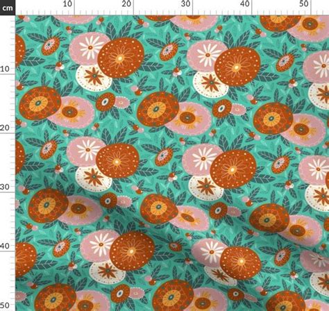 Colorful Fabrics Digitally Printed By Spoonflower 60s Florals