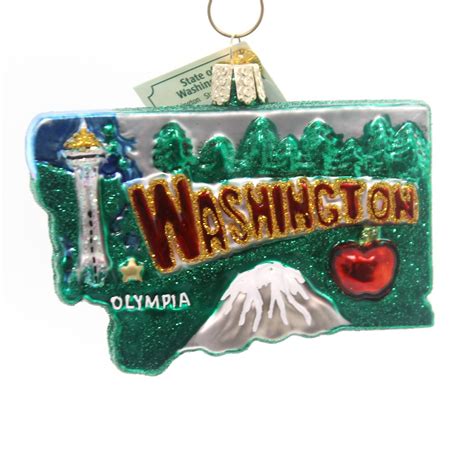 Old World Christmas State Of Washington Glass Ornament State Usa 36199