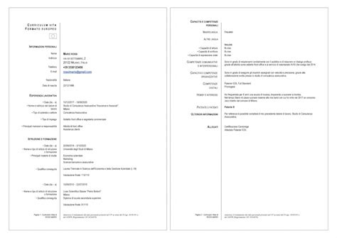 Compilare Il Curriculum Vitae Europeo O Europass Word PDF 2023