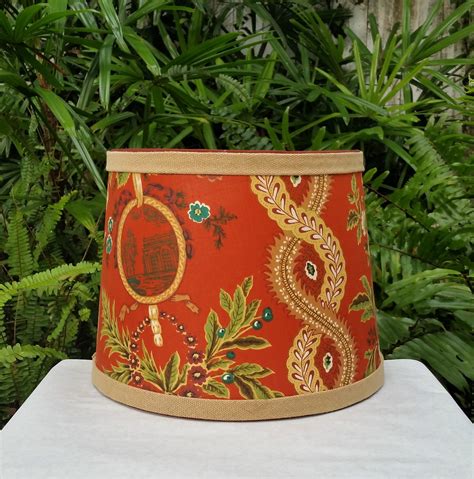 Vintage Floral Fabric Lamp Shade Rust Olive Lampshade