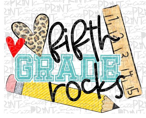 Back To School Fifth Grade Rocks Clipart Png File For Etsy