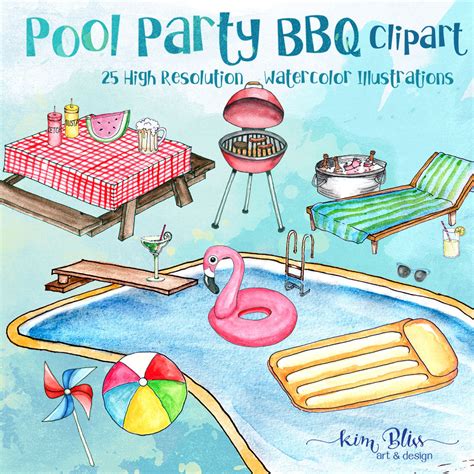 Clip Art Pool Party Bbq Clipart Summer Clip Art 25