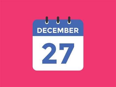 December 27 Calendar Reminder 27th December Daily Calendar Icon