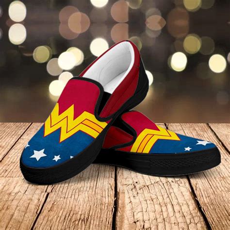 Wonder Woman Slip On Wonder Woman Shoes Wonder Woman Fan Etsy