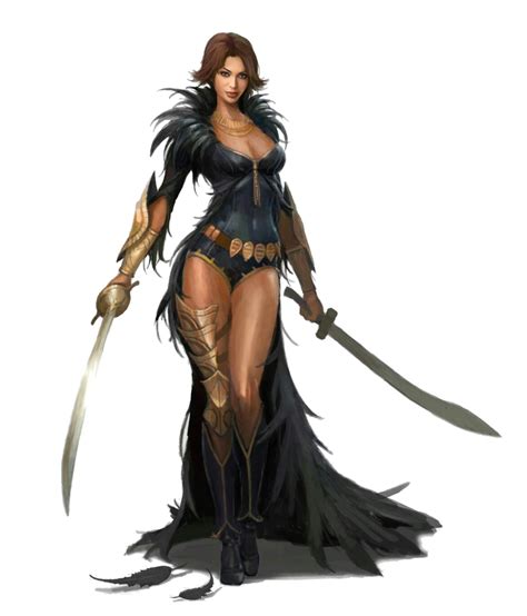 Female Human Dual Wield Slayer Pathfinder Pfrpg Dnd Dandd 35 5th Ed D20 Fantasy Fantasy