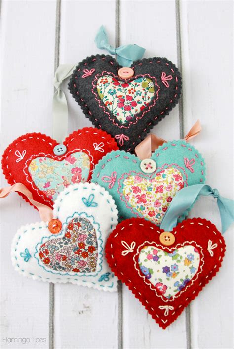 Send a card via snail mail to thank them for something they did while you were growing up. DIY Fabric Heart Valentines