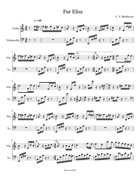 Fur elise harp column music. fur elise sheet music for Violin, Cello download free in ...