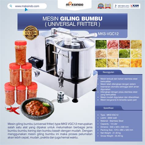 Jual Mesin Giling Bumbu Universal Fritter Mks Vgc12 Di Tangerang