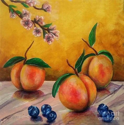 Still Life 5 Peaches And Blueberries Painting By Thomas Lupari Pixels
