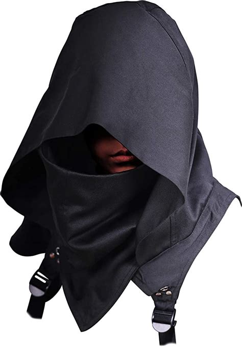 Unisex Leather Cyberpunk Cowl Hood Scarf Costume Hooded Punk Cosplay