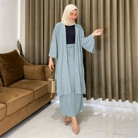 Jual Emira Set Cardi Wanita Crinkle Airflow Ootd Kekinian Shopee