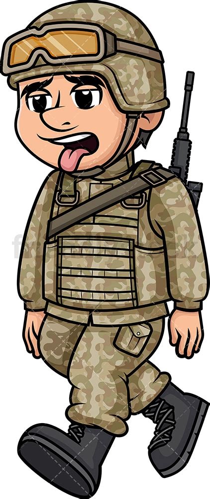 Tired Male Soldier Cartoon Vector Clipart Friendlystock