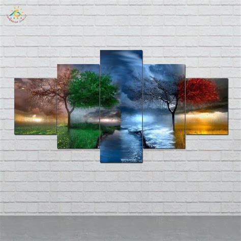 Four Seasons Trees Wall Art Hd Prints Canvas Art Painting Modular
