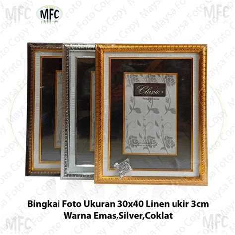 Jual Bingkai Foto A3 17r 30x40 Linen Ukir 3cm Emas Silver Coklat