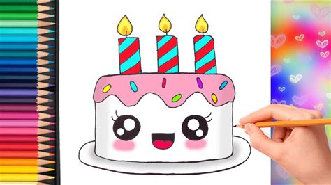 Birthday Cake Drawing Cute How To Draw A Birthday Cake Easy Step By