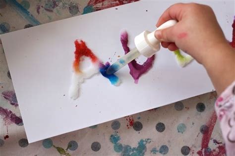 Salt Glue And Watercolour Writing Activity For Preschoolers Writing