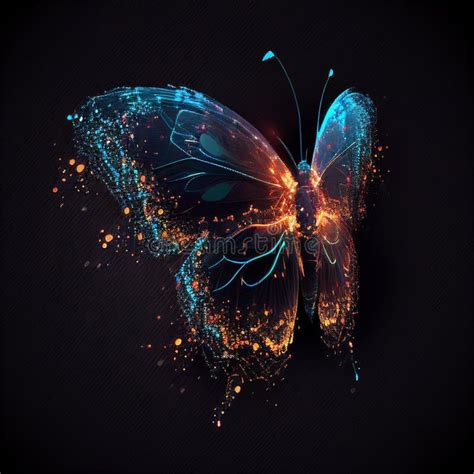 Glowing Butterfly With Particles Image Generative Ai Stock Illustration