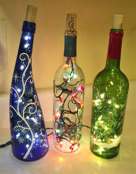 Painted Wine Bottle Lights Lighted Wine Bottles Bottle Art Painted