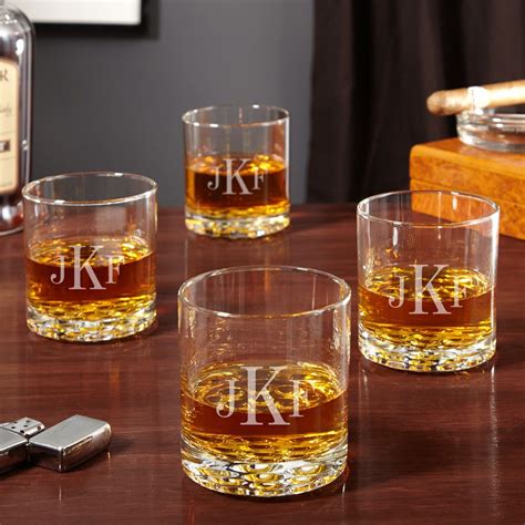 Buckman Classic Monogram Whiskey Glasses Set Of 4