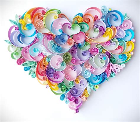Quilling Paper Art Design Rainbow Heart Handmade T Home Decor For Her For Him