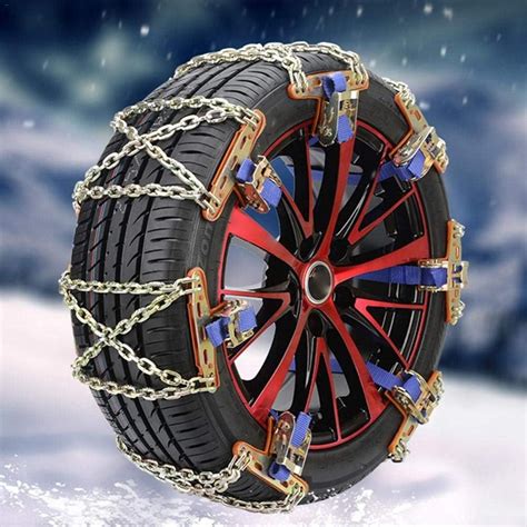 Snow Chains 8 Pcs Winter Anti Skid Tyres Chains Portable Alloy Steel