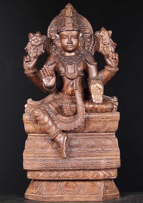 Sold Wooden Vishnu Statue 24 76w1ev Hindu Gods And Buddha Statues