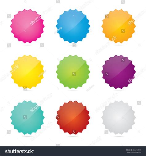 Colorful Set Of Glossy Blank Star Badges Stock Vector Illustration