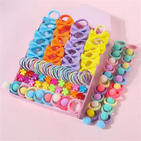 120 Peças Baby Girls Colorful Small Bow Pom Gravatas Para Cabelo