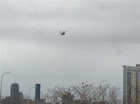 Chinook helicopter over Lower Allston approaching Charles River/Back
