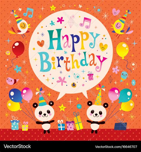 Happy Birthday Kids Greeting Card Royalty Free Vector Image