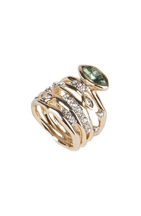 Alexis Bittar Navette Crystal Layered Ring In Gold Metallic Lyst