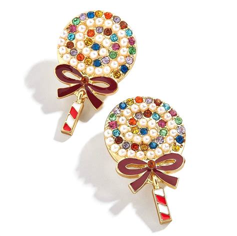 Hzeyn Beaded Christmas Earrings Multicolor Crystal Pearl Beaded