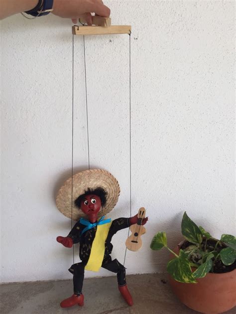 Mariachi Puppet Mexican Marionette With A Guitar And Sombrero Etsy