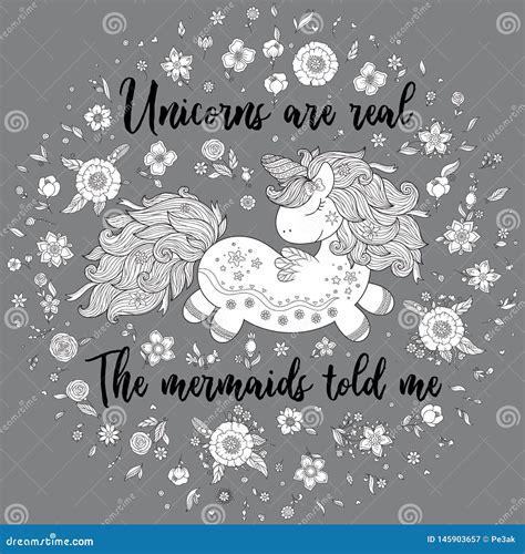 Unicorns Are Real The Mermaids Told Me Stock Vector Illustration Of