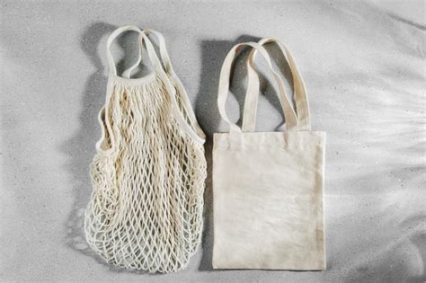 Premium Photo Reusable Shopping Bags Zero Waste Concept No Plastic