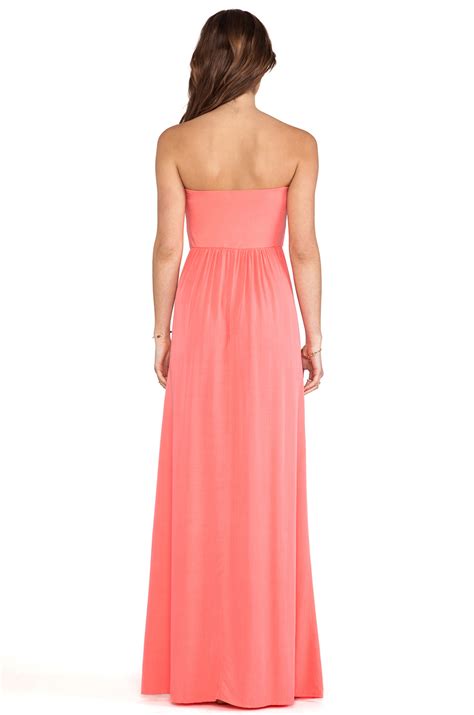 Splendid Strapless Maxi Dress In Coral Pink Pink Lyst