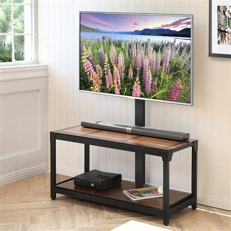 Fitueyes Floor Tv Stand With Swivel Mount And Height Adjustable Flat