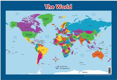 World Map For Kids World Walldesk Map 18 X 26 Laminated Amazon