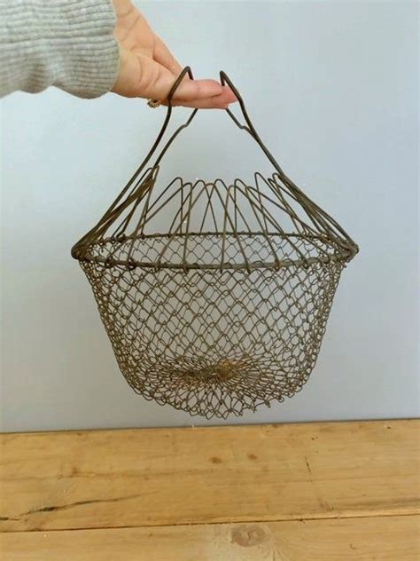 Vintage Wire Egg Basket Collapsible Egg Basket Modern Farmhouse Decor Vintage Shops Etsy