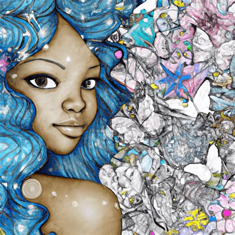 Beautiful Black Woman Made Of Stars Sketch · Creative Fabrica