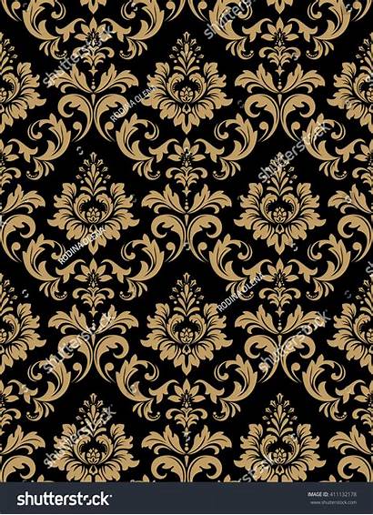 Gold Damask Pattern Baroque Background Floral Seamless