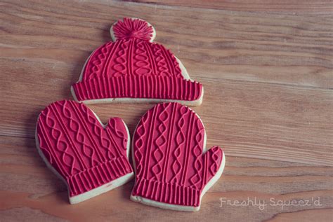 Red Knitted Tuque And Mittens Royal Icing Decorated Sugar Cookies For