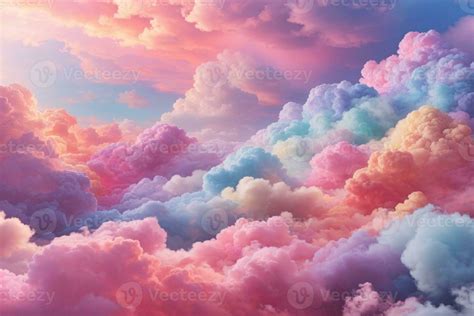Rainbow Cotton Candy Clouds Backgroundcotton Candy Clouds Genarative
