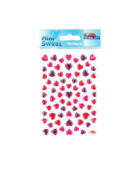 Stickers Pink Glitter Hearts Epoxy