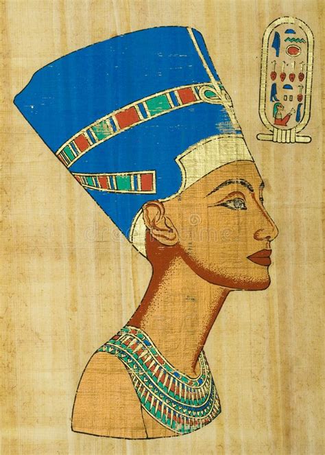 Nefertiti Egyptian Papyrus With Portrait Nefertiti Spon Egyptian Nefertiti Portrait