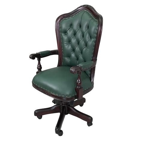 Solid Mahogany Hi Back Office Chair Classic Antique Style Reproduction