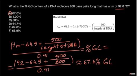 How To Calculate Gc Content Of Dna If Melting Temperature Of Dna Is Known Youtube